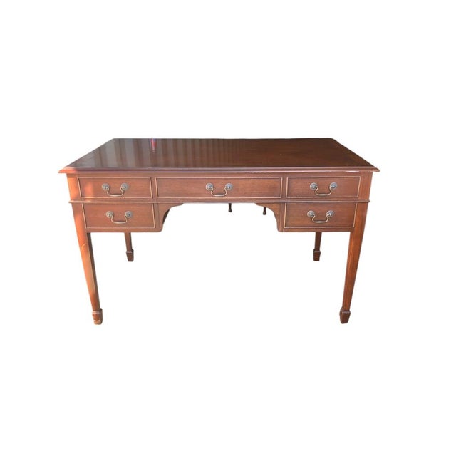 Mahogany Double-Sided Partners Writing Desk with Drawers, 1950 For Sale - Image 10 of 10