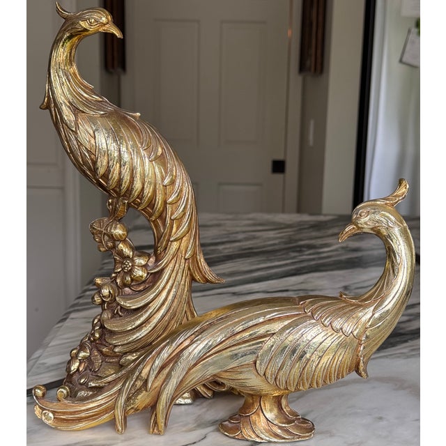 Hollywood Regency Syroco Pair of Peacocks -Set of Two For Sale - Image 12 of 12