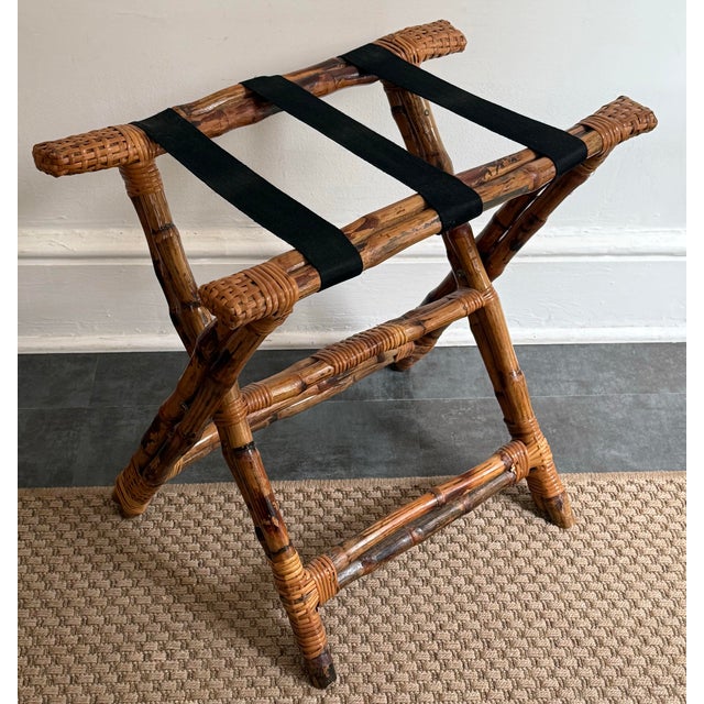 Vintage Bamboo and Wicker Folding Rack For Sale - Image 11 of 11