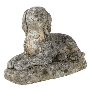 Reconstituted Stone Dog Spaniel Garden Ornament, England 20th Century For Sale