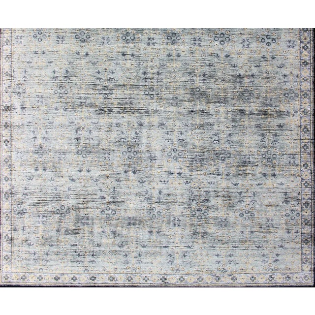 2010s Distressed Modern Hand-Woven Area Rug in Lt Sage, Gray and Yellow For Sale In Atlanta - Image 6 of 13