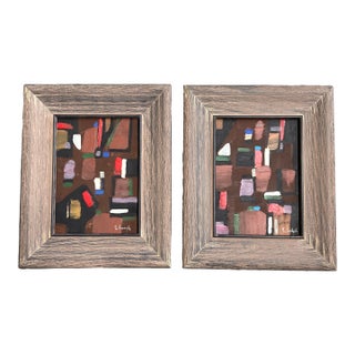 Contemporary 2 Original Stephen Heigh Abstract Paintings “Earth 1&2” Framed-a Pair For Sale
