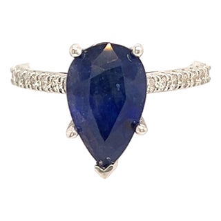 Sapphire Diamond Ring Size 6.5 14k Gold 3.31 TCW Certified For Sale