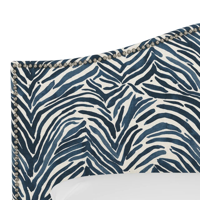 Spritely Home Ashland Headboard in Blue Washed Zebra, King For Sale - Image 4 of 6