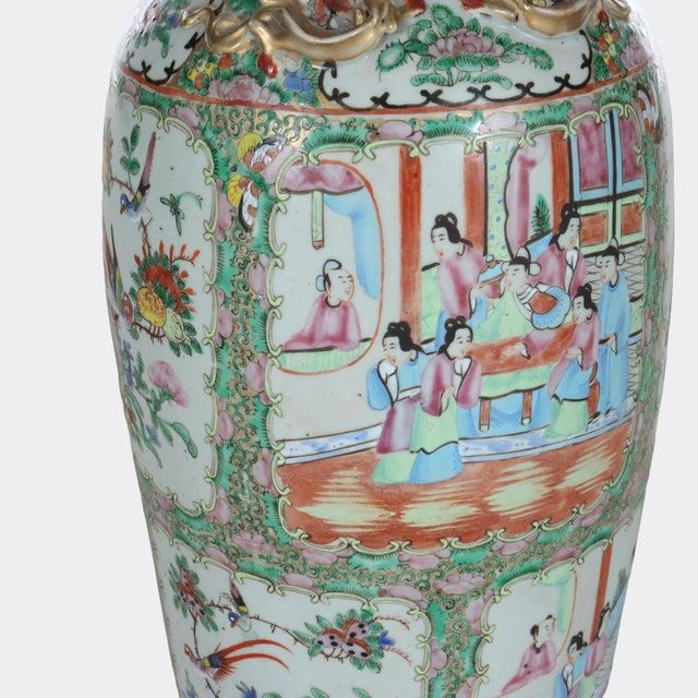 Large Antique Chinese Rose Medallion Porcelain Floor Vase C1920 For Sale - Image 6 of 9