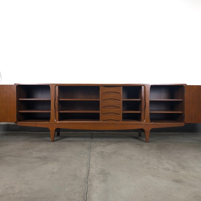 Mid-Century Modern 1950s Mid Century Danish Modern Teak Sideboard by Johannes Andersen for Uldum, Attributed For Sale - Image 3 of 14