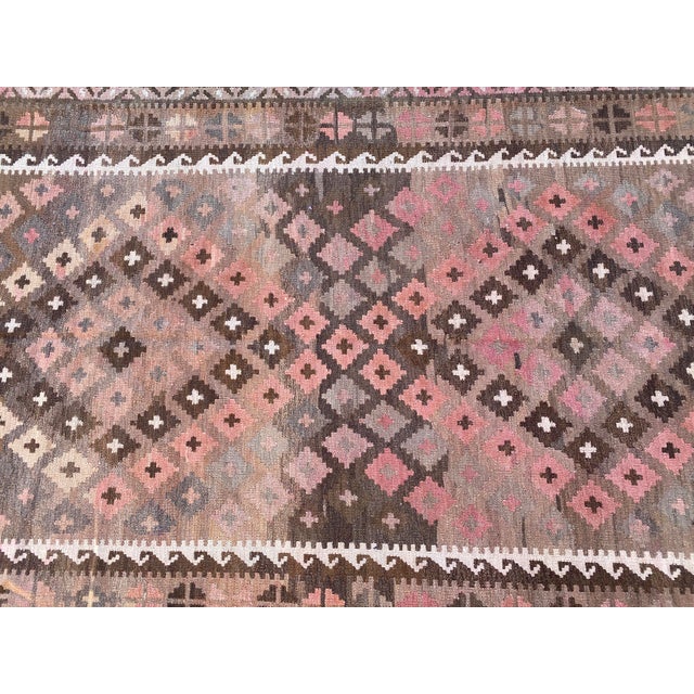 Cream Vintage Maimana Kilim Rug in Rose, Brown and Cream, 8.2 X 13.4 Ft For Sale - Image 8 of 10