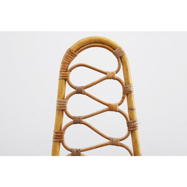 Mid-Century Modern Bamboo Highback Chairs with Side Table, 1960s, Set of 3 For Sale - Image 4 of 11