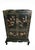 Chinoiserie Vintage Chinoiserie Black Lacquered Large 4 Door Soapstone Decorative Storage Cabinet For Sale - Image 3 of 18