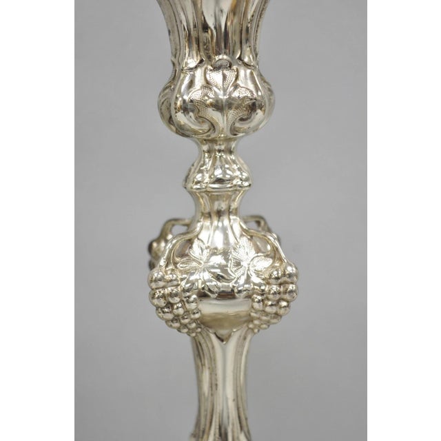 Early 20th Century Antique Silver Plated Warsaw Imperial Russia 12" Candlestick Holders - A Pair For Sale - Image 5 of 16
