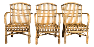 Vintage Armchairs in Rattan, 1970s, Set of 3