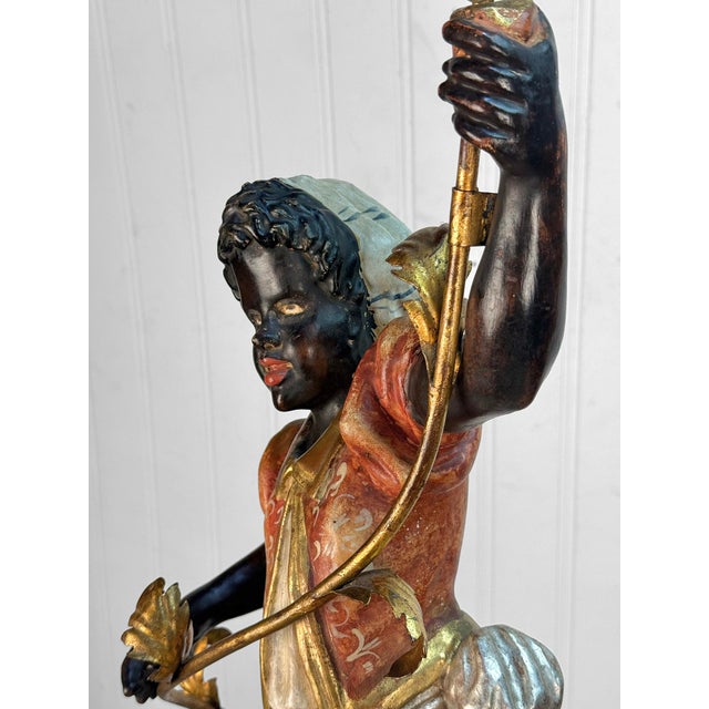 Vintage Italian Venetian Figural Boy Candelabra Table Lamp For Sale - Image 9 of 16