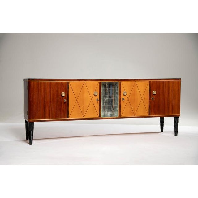 Art Deco Walnut and Maple Sideboard with Handles, 1940 For Sale - Image 3 of 14