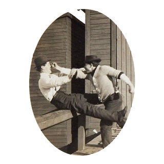 Early 20th Century Snapshot Photograph Fake Fight Postcard For Sale