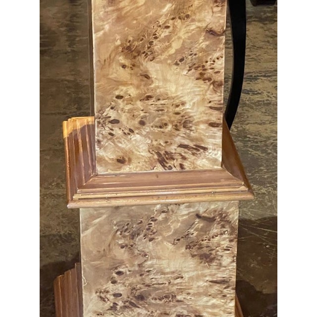 Pair of Italian Burl Walnut Columns For Sale - Image 9 of 9