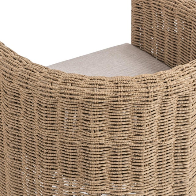 2020s Coastal Contemporary Faux Wicker Outdoor Barrel Chair For Sale - Image 5 of 7