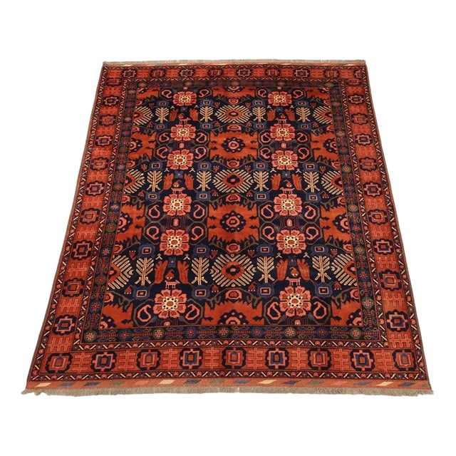 Antique Handmade Heavy Knot Wool Peshawar Rug For Sale
