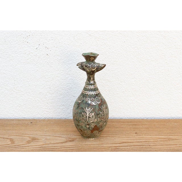 Chinese Antique Chinese Patinated Bronze Vase For Sale - Image 3 of 9
