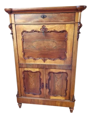 Biedermeier Mahogany Drop-Leaf Secretary, 1880s
