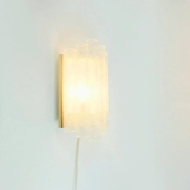 Metal Mid-Century Modern Ice Glass Wall Lights from Doria Leuchten, Germany, 1960s, Set of 2 For Sale - Image 7 of 12