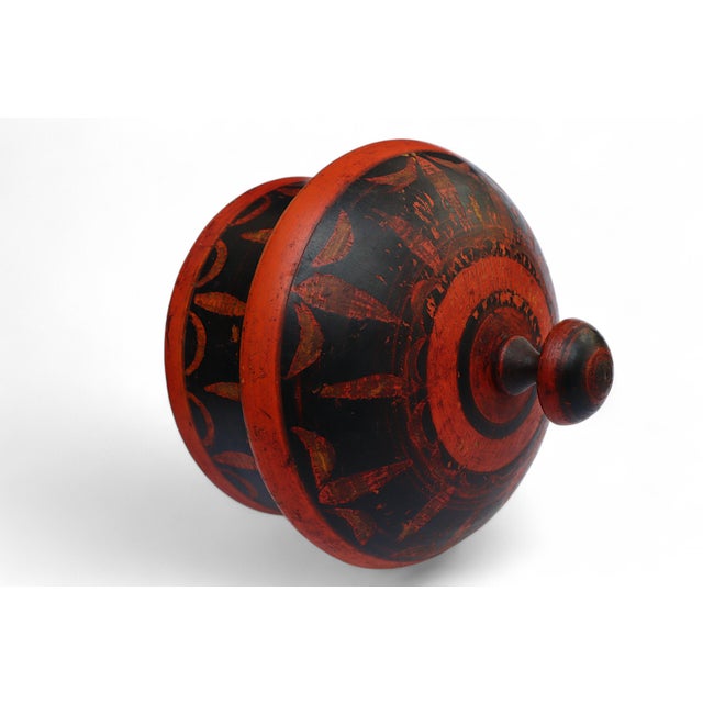 Handpainted Wooden Lacquerware Spice Box, 1950s For Sale - Image 6 of 11