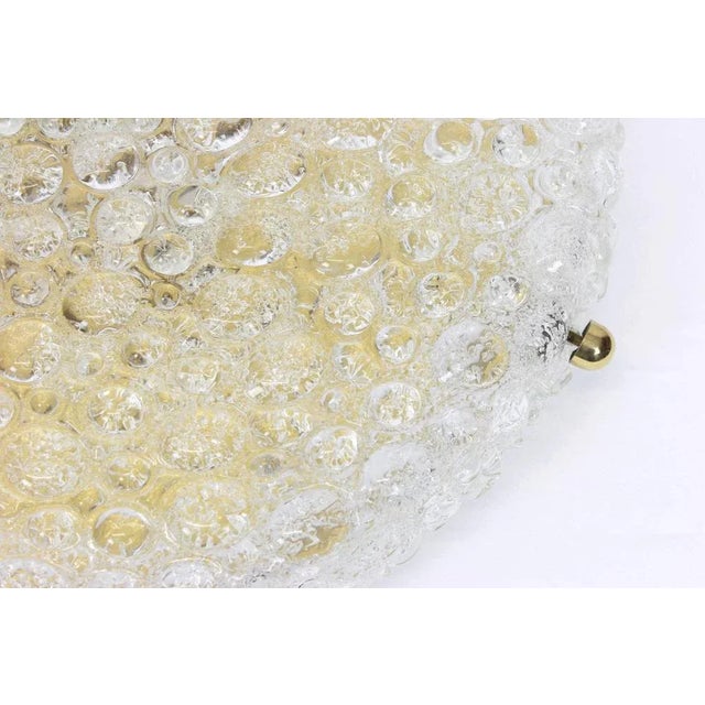 Large German Round Ice Glass Flushmount by Hillebrand, 1970s For Sale - Image 4 of 6