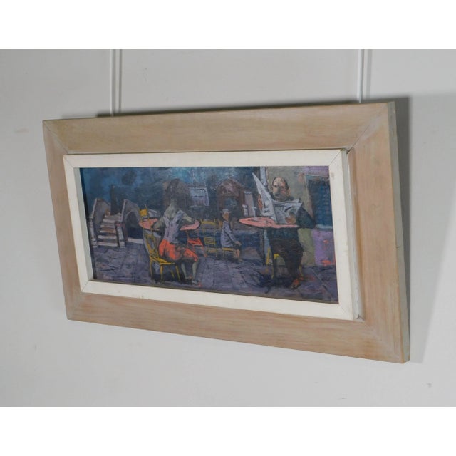 Traditional Louis Bosa (1905-1981) Untitled Signed Oil Painting Cafe Scene For Sale - Image 3 of 13