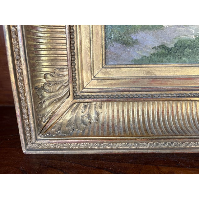 A charming oil on canvas signed Th. Linsyer (19th–20th century), depicting a peaceful yet lively rural landscape. The...