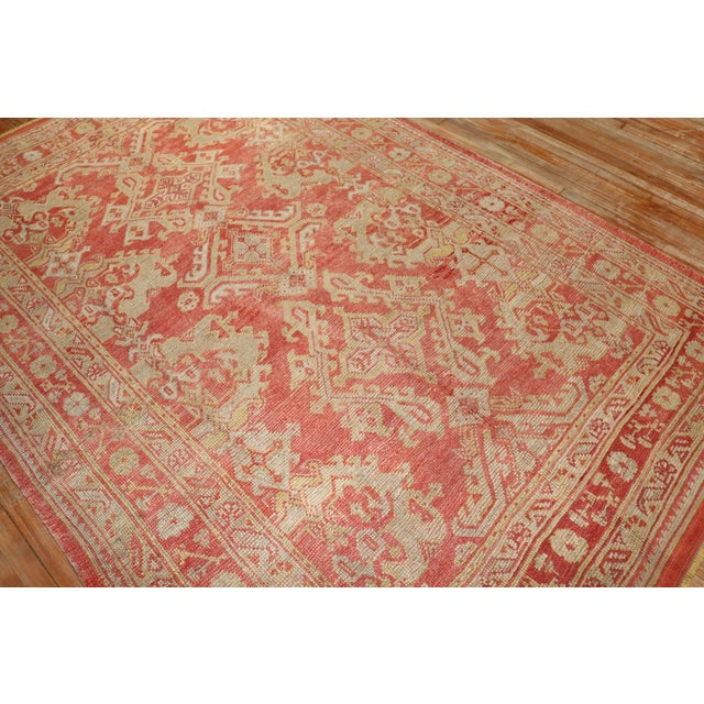 Red Early 20th Century Antique Zabihi Collection Turkish Oushak Rug - 6'10" x 10'3" For Sale - Image 8 of 9
