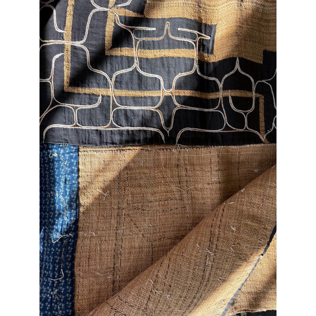 Rare Antique Japanese Ainu Robe Hokkaido Elm Fibers with Appliqué Embroidery For Sale - Image 12 of 16