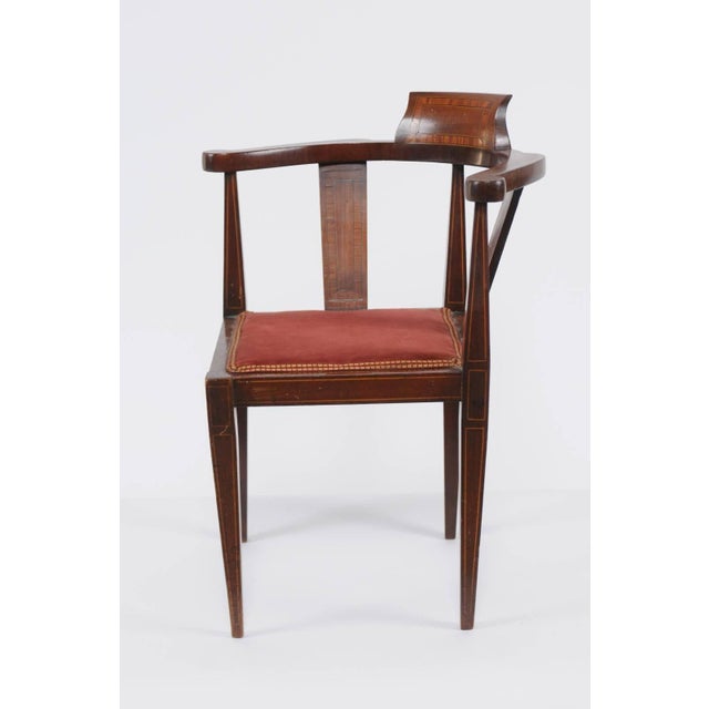 Wood French 1900s Mahogany Corner Child Chair with Crossbanding and Tapered Legs For Sale - Image 7 of 9