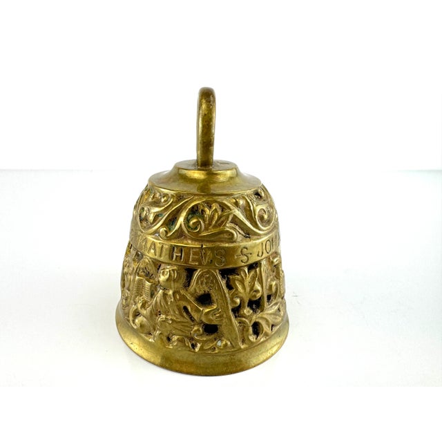 Vintage Italian Brass Relief Bell With St. Mark’s Lion and Evangelists Motif For Sale - Image 12 of 13