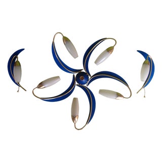 Ceiling Lights with Sconces in Frosted Glass and Metal, 1950s, Set of 3 For Sale