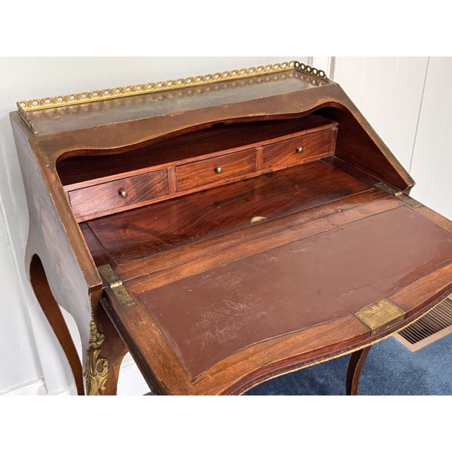 Antique French Louis XV Style Mahogany Painted Writing Desk For Sale - Image 9 of 14
