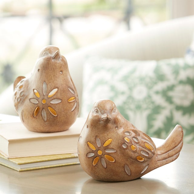 Add a touch of peaceful charm to your home with this Set of LED Bird Figurines. Crafted from durable polyresin and...