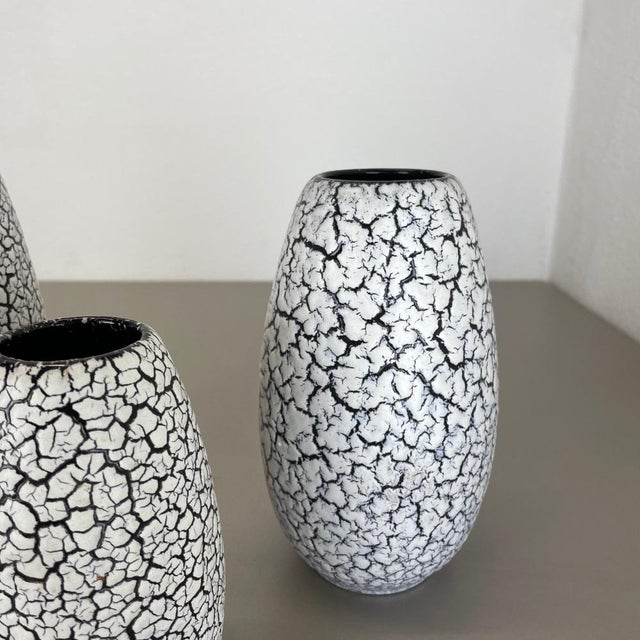Fat Lava Pottery Craquele Vases attributed to Jasba, Germany, 1970s, Set of 3 For Sale - Image 12 of 18