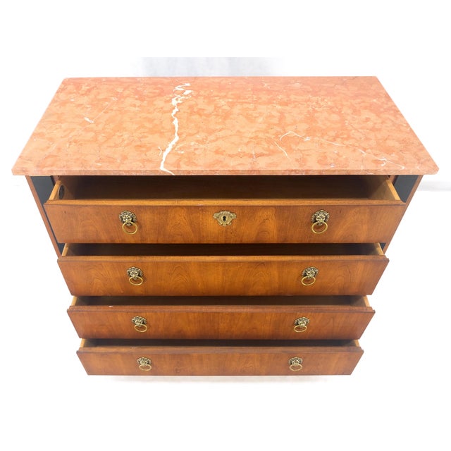 Neoclassical Baker 4 Drawer Marble Top Neoclassical Empire Revival Console Chest Dresser MINT For Sale - Image 3 of 15