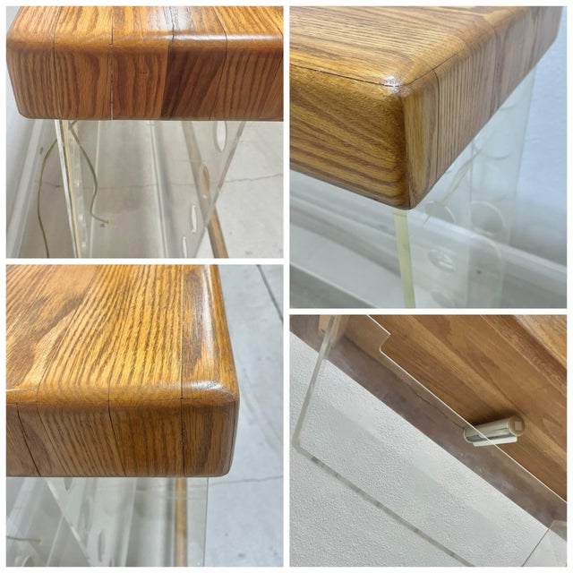 Mid Century Modern Butcher Block + Lucite Lighted Dry Bar | in the Style of Luigi Bardini For Sale - Image 10 of 12