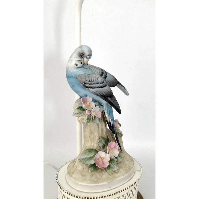 Ceramic Lamp Blue Parakeet Parrot For Sale - Image 7 of 12
