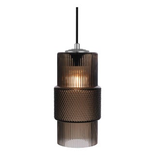 Cylinder Glass Pendant Light, Bronze, Gunmetal - Mimo by Oggetti For Sale