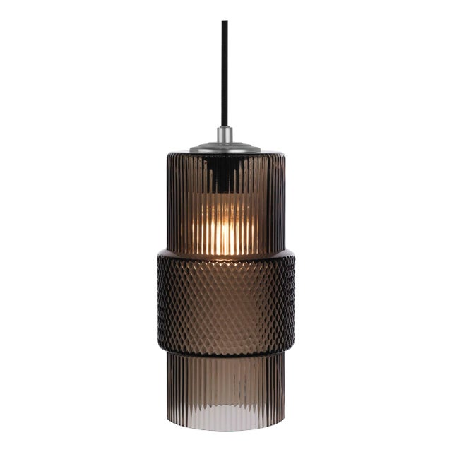 Cylinder Glass Pendant Light, Bronze, Gunmetal - Mimo by Oggetti For Sale