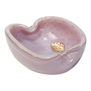 Vintage Venetian Murano Dish Pink W/ Gold Flecks