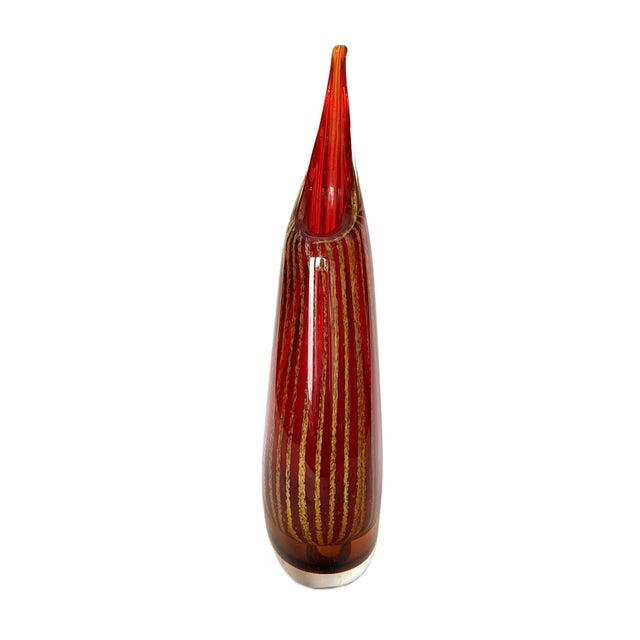Early 21st Century Art Glass Vase in Red and Gold From Monarch Glass Studio For Sale - Image 5 of 14
