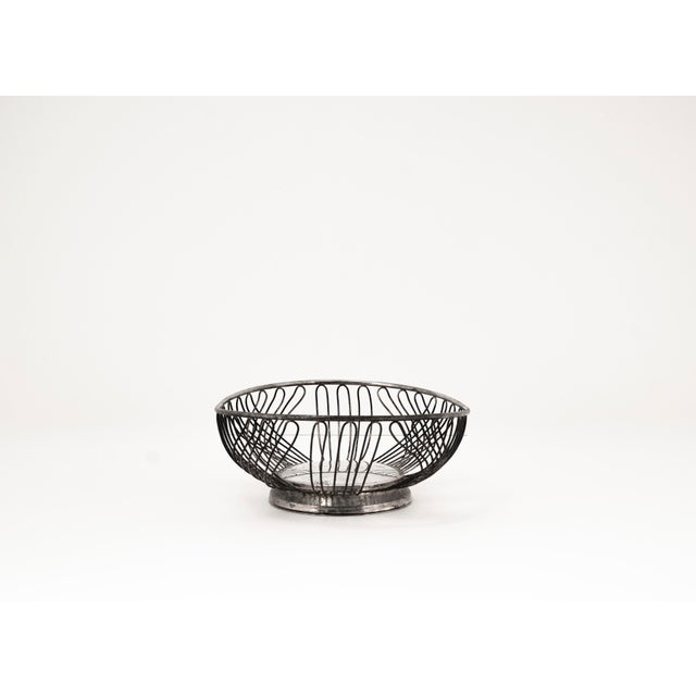 Mid-Century Modern Mid-Century Modern Wire Basket with Silver Plating, 1950s For Sale - Image 3 of 9