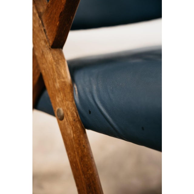 1960s Vintage Lounge Chair in Wood and Blue Skai from Dal Vera, 1950s For Sale - Image 5 of 16