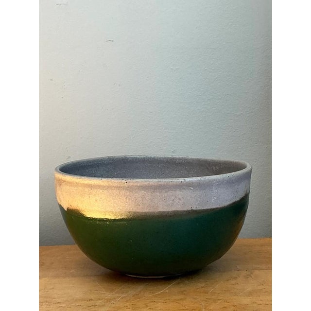 Mid-Century Modern Vintage Glazed Studio Pottery Bowl For Sale - Image 3 of 12