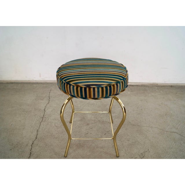 1960s 1960’s Hollywood Regency Swivel Brass & Velvet Vanity Stool For Sale - Image 5 of 12