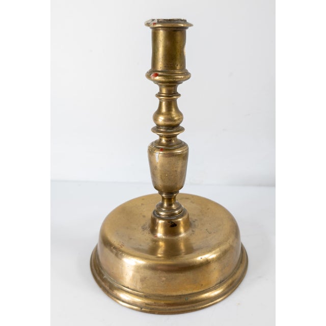 17th Century 17th Century Spanish Baroque Dome Top Brass Bronze Candlestick For Sale - Image 5 of 11