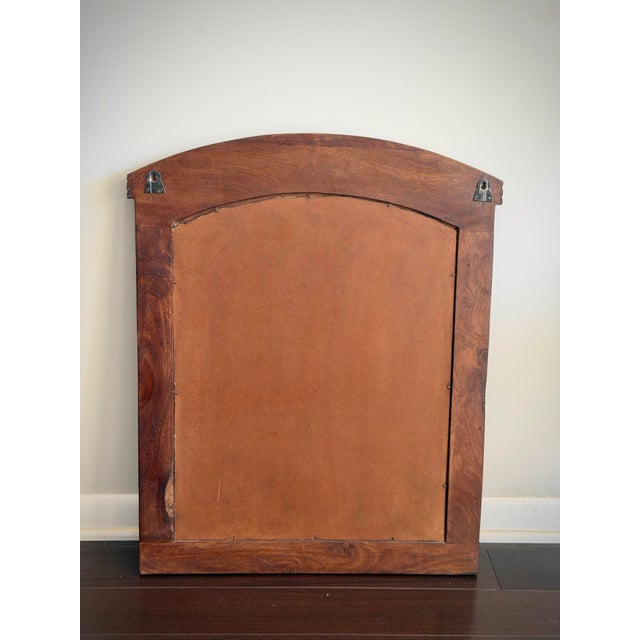 Vintage Arched Walnut Finish Mirror in the Style of Broyhill Brasilia & Mid Century Modern Design MCM Postmodern Style For Sale - Image 11 of 11