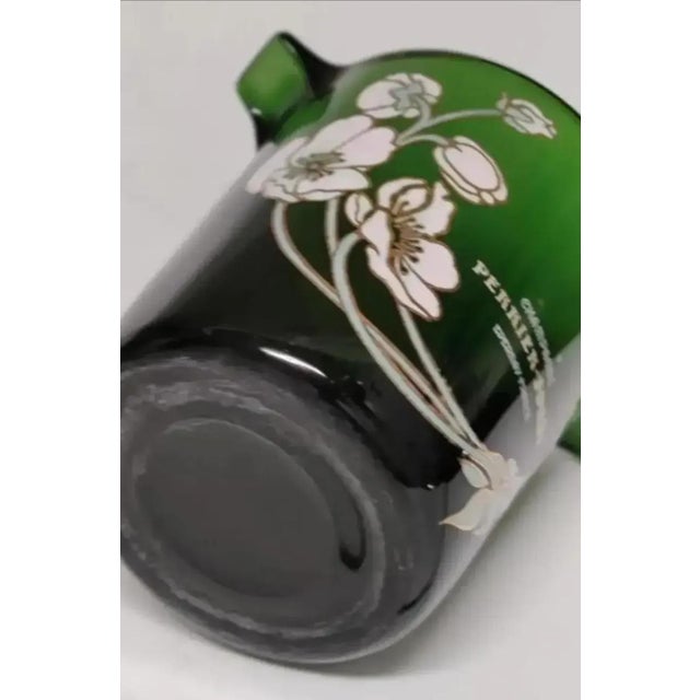 Vintage Perrier-Jouët Green Glass Champagne Bucket With Champagne Flutes Set- 9 Pieces For Sale - Image 4 of 8